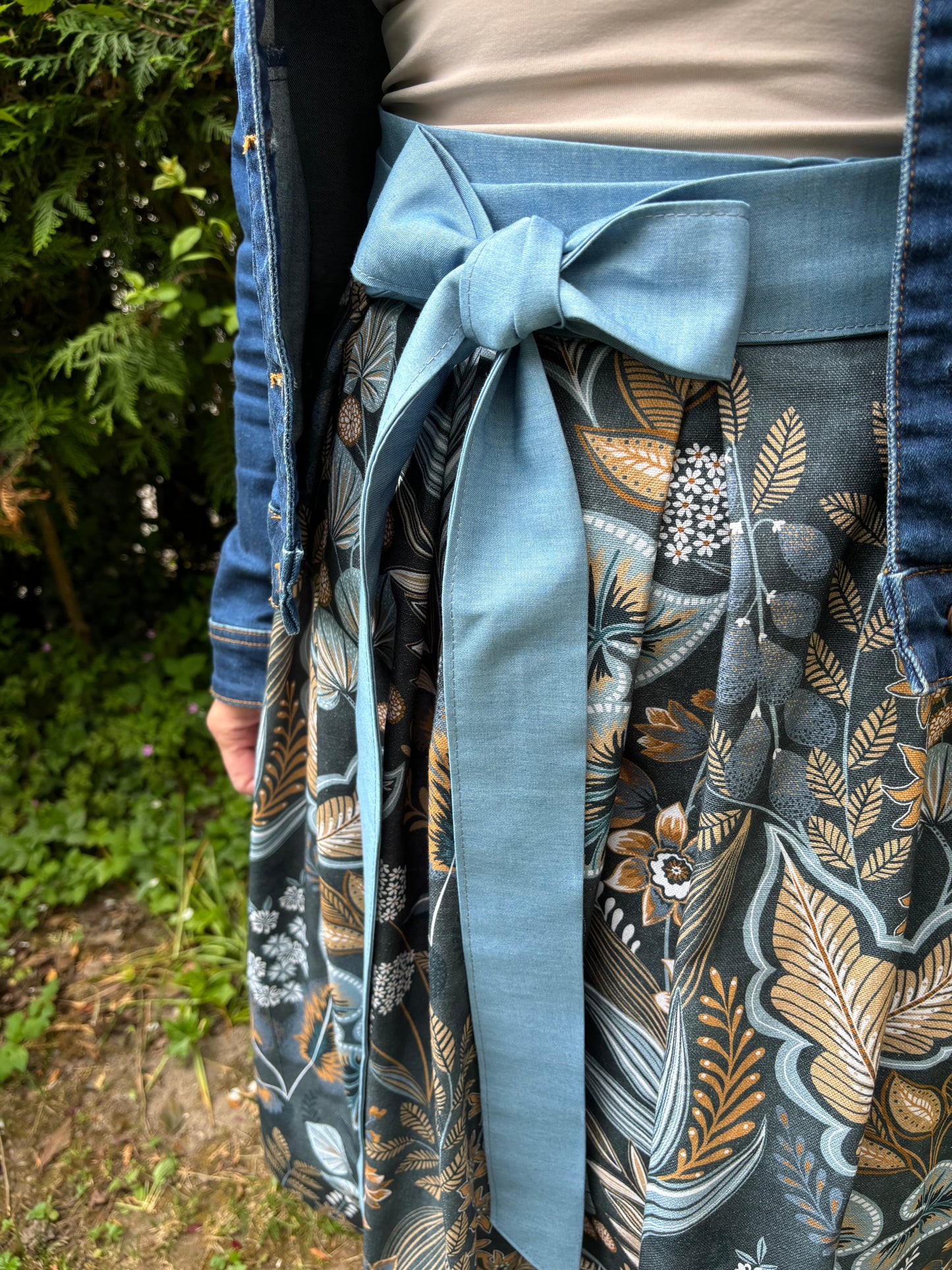 Damen Wickelrock Blättercanvas Jeans