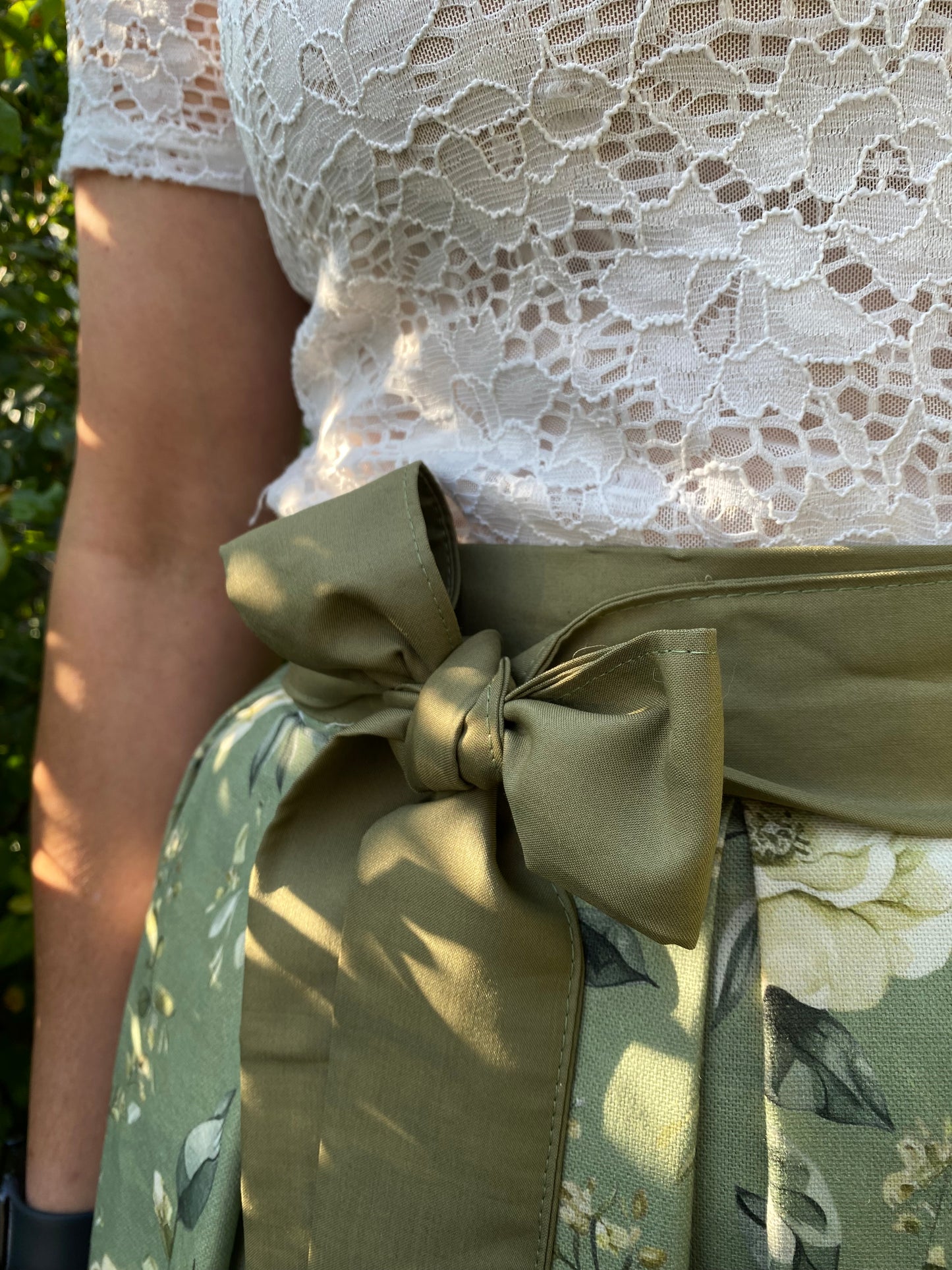 Damen Wickelrock Blumencanvas grün