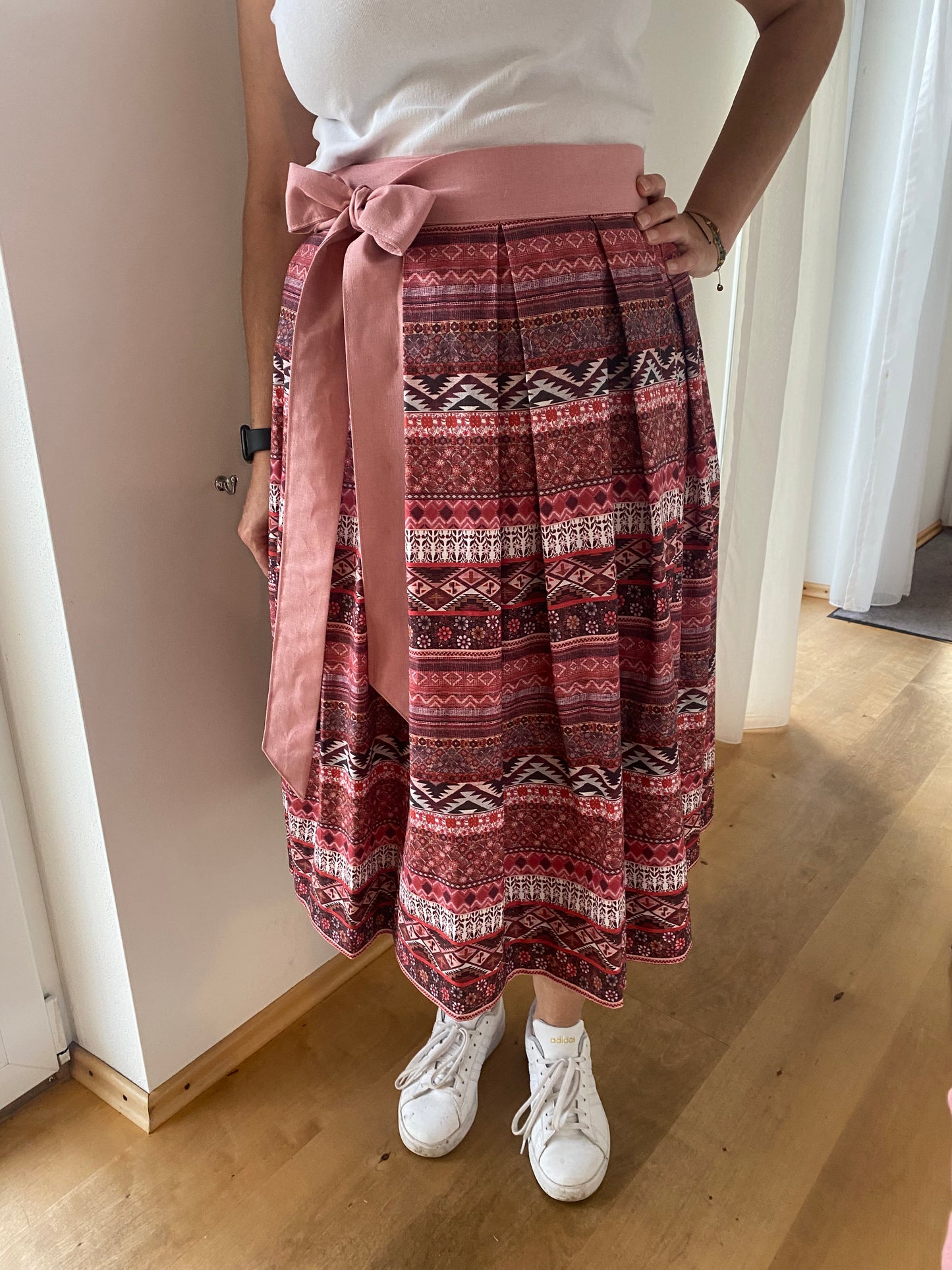 Damen Wickelrock Bordeaux/Rosa