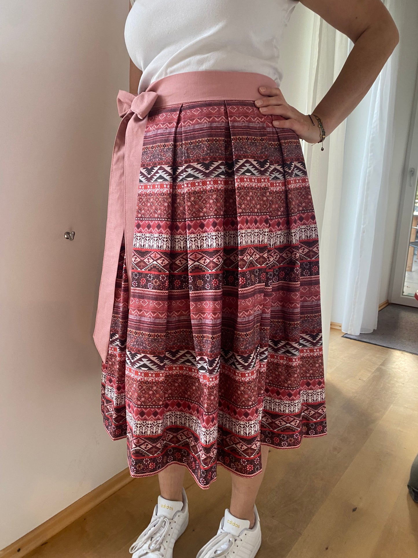 Damen Wickelrock Bordeaux/Rosa