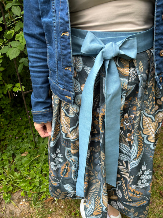 Damen Wickelrock Blättercanvas Jeans