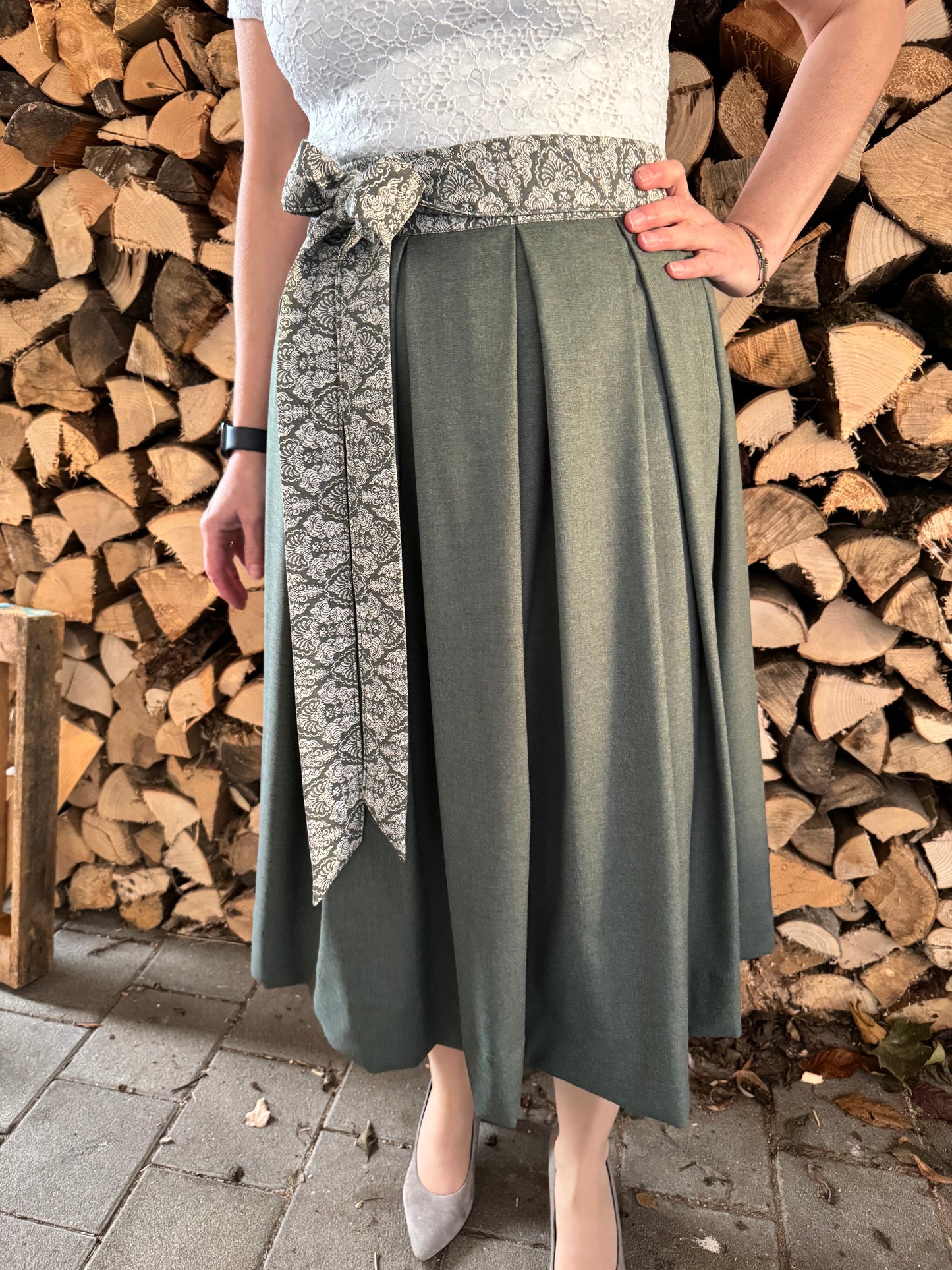 Damen Wickelrock Bambus Uni