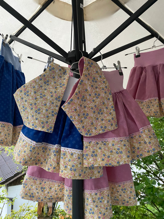 Trachtenrockerl Rosa/Blau mit gelb