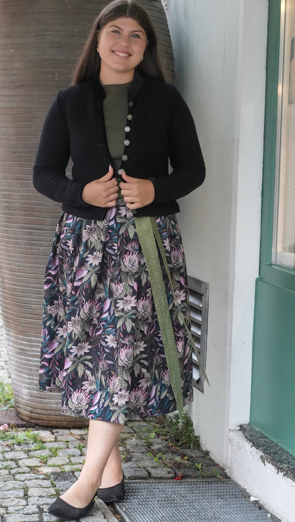 Damen Wickelrock Blumencanvas Artischocke