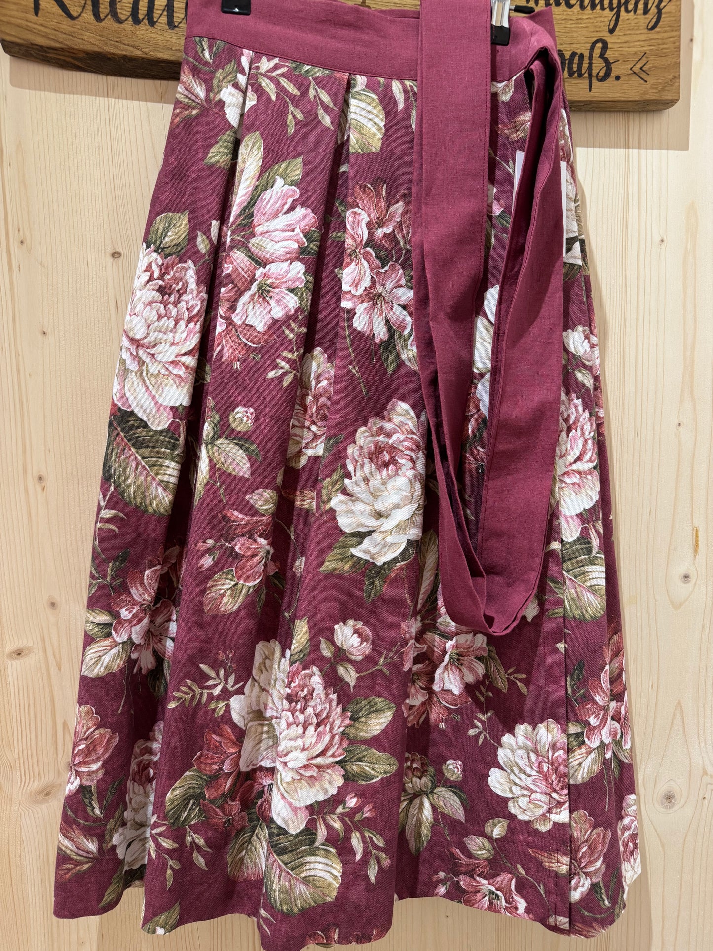 Damen Wickelrock Blumencanvas Bordeaux