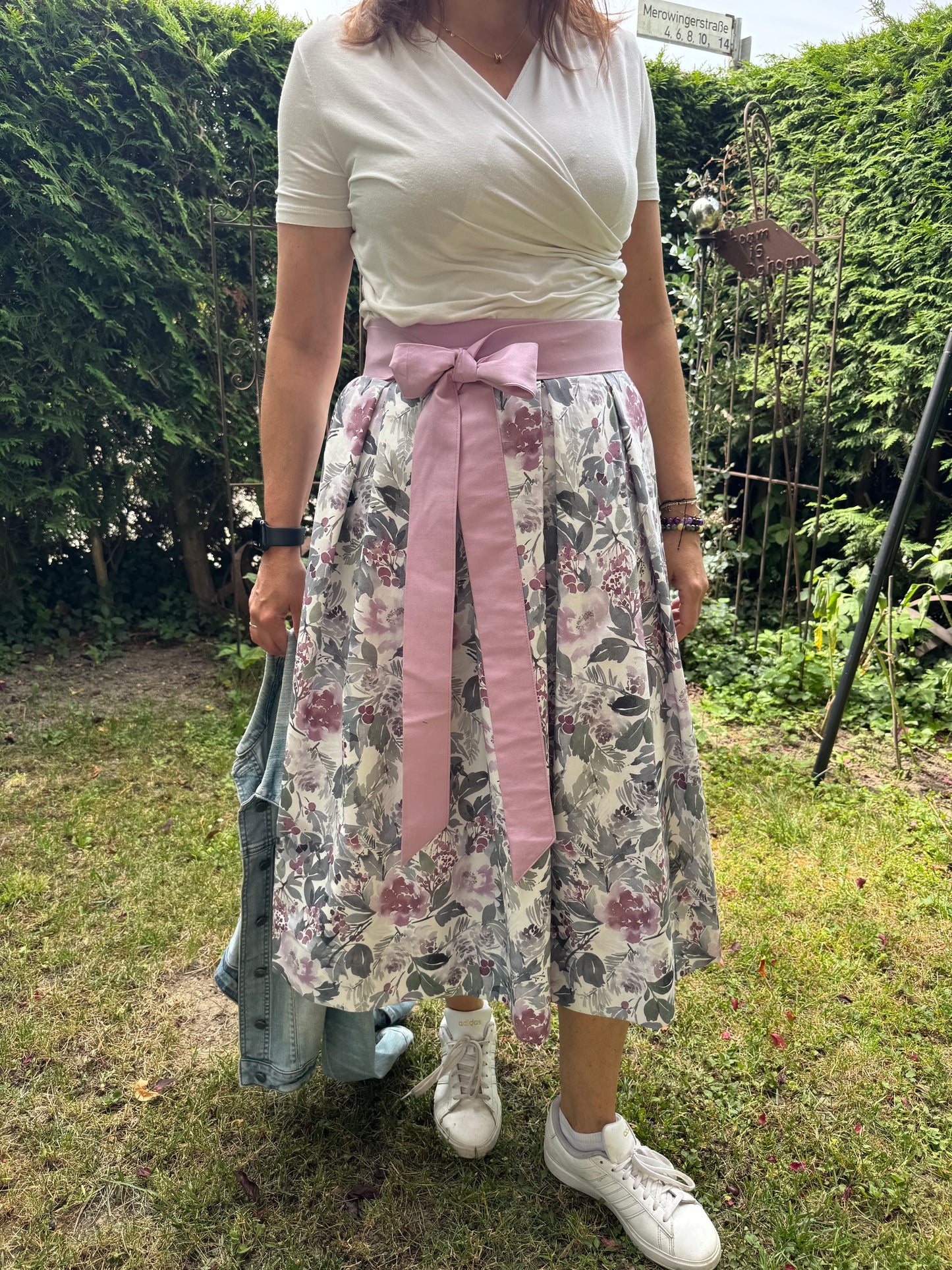 Damen Wickelrock creme/rose/flieder