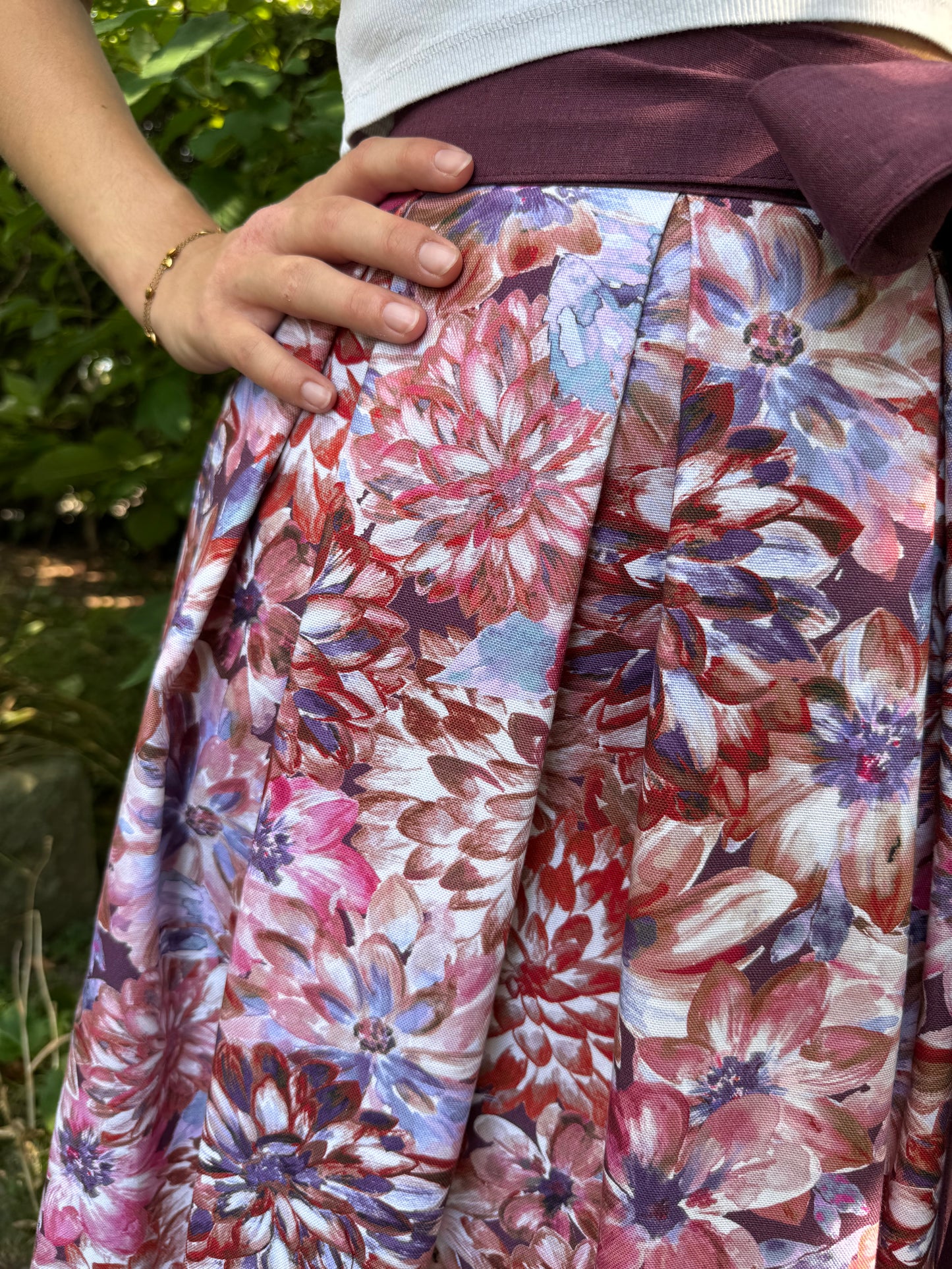 Damen Wickelrock Blumencanvas Dahlien